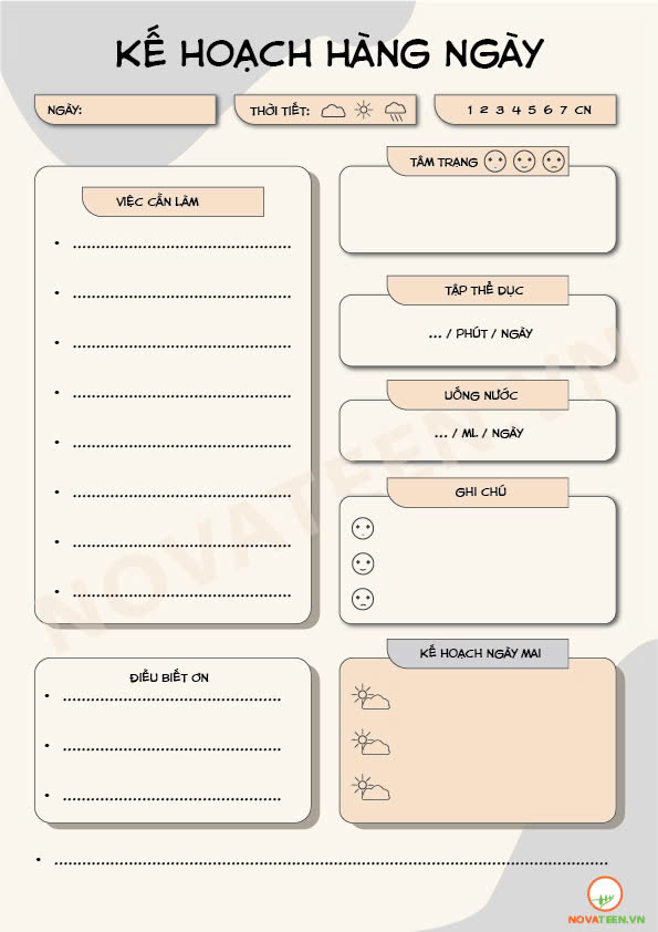 Lập kế hoạch theo ngày