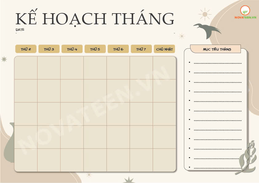 Lập kế hoạch theo tháng